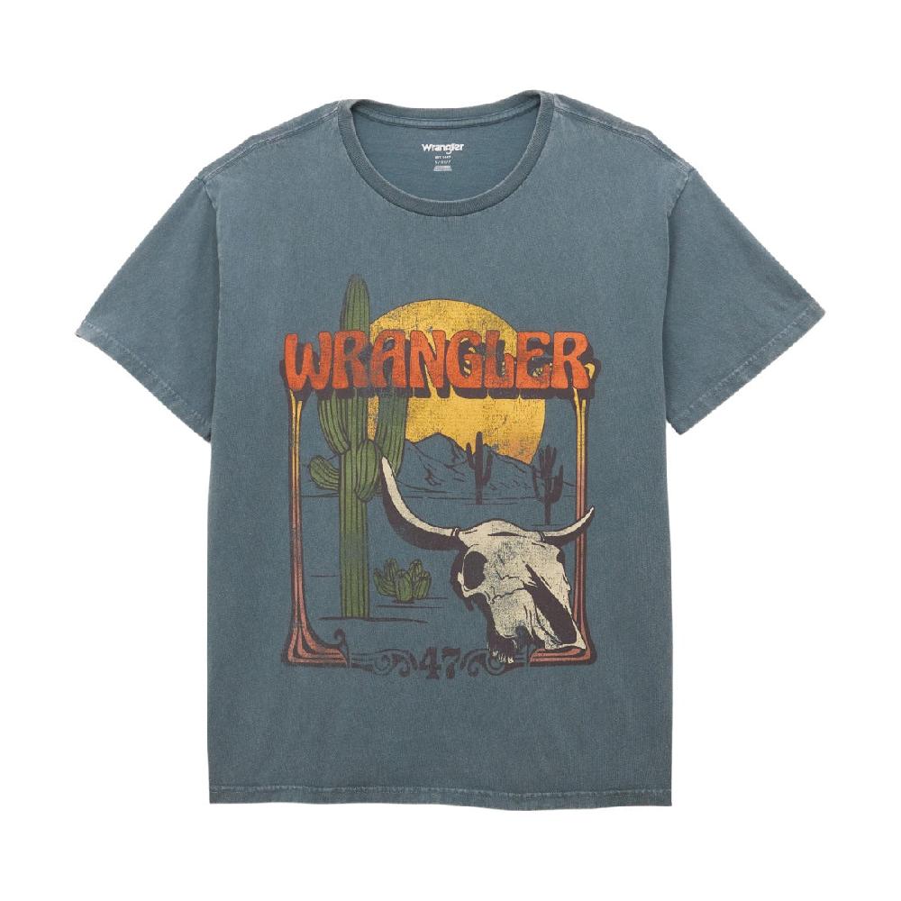 Wrangler Blue Western Graphic Oversized Women's Cotton Tee Shirt 112354383