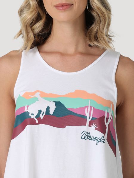 Wrangler Bright White Sunset Ridge Handkerchief Women's Tank 112330048