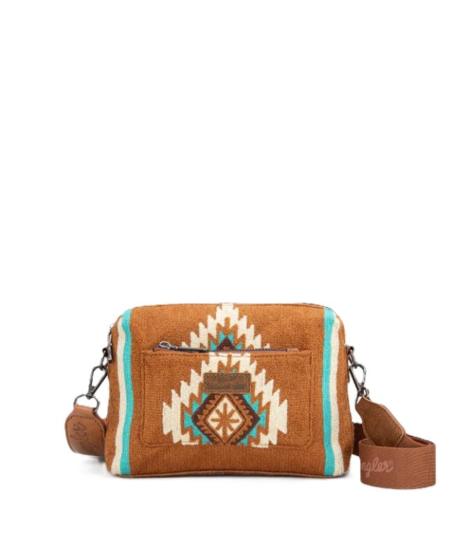 Wrangler Brown Aztec Knitted Crossbody Purse WG174-1832BR