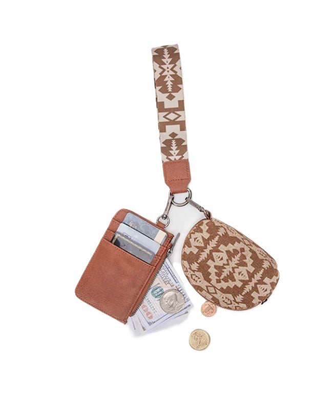 Wrangler Brown Aztec Print Keychain Card Holder WG2212-W0051BR