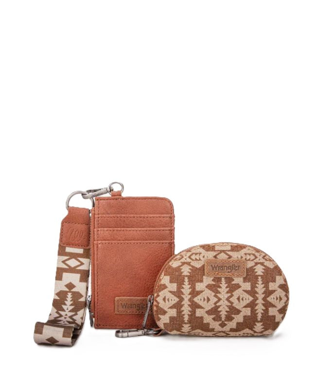 Wrangler Brown Aztec Print Keychain Card holder WG2212-W0051BR