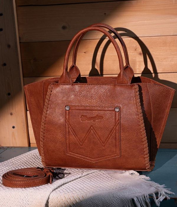 Wrangler Brown Embroidered Boot Scroll Tote Bag WG145-8300BR