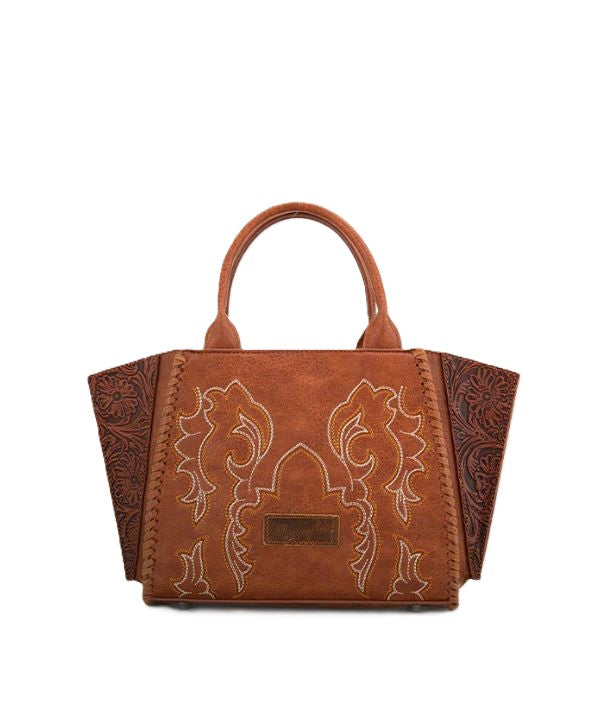 Wrangler Brown Embroidered Boot Scroll Tote Bag WG145-8300BR