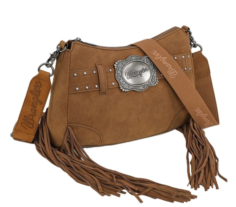 Wrangler Brown Fringe Buckle Hobo Bag/Crossbody Bag WG241-2022BR