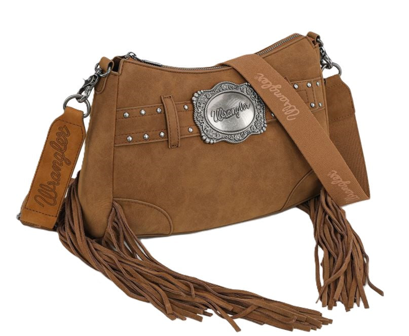 Wrangler Brown Fringe Buckle Hobo Bag/Crossbody Bag WG241-2022BR