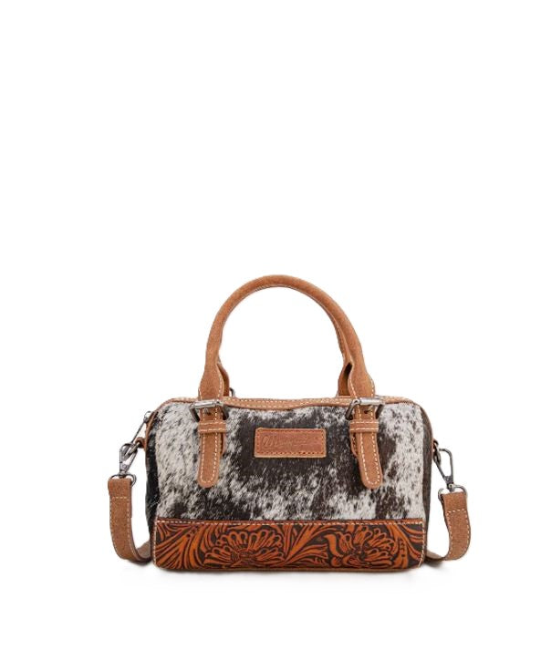 Wrangler Brown Genuine Hair-On Cowhide Barrel Bag WG169-2025BR