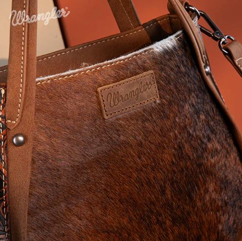 Wrangler Brown Genuine Hair On Cowhide Tote Bag WG169-2022BR
