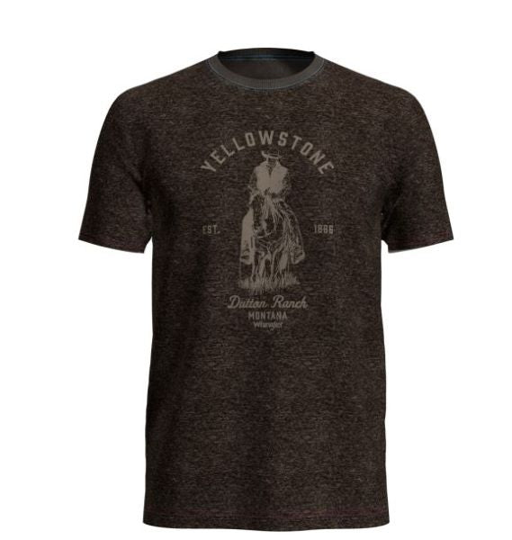 Wrangler Brown Heather Yellowstone Dutton Ranch Rider Mens Tee Shirt 112323390