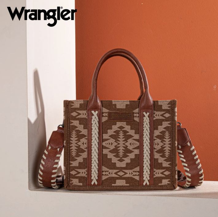 Wrangler Brown Southwestern Print Small Canvas Tote/Crossbody WG2212-8120BR