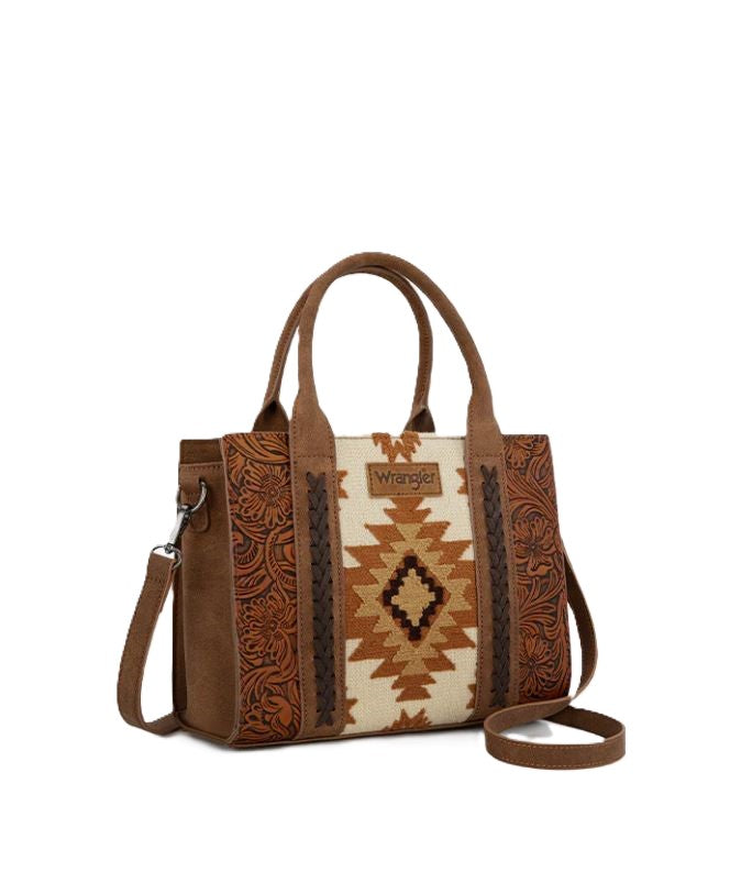 Wrangler Brown Tooled Aztec Knitted Concealed Carry Tote Set WG226-8120BR