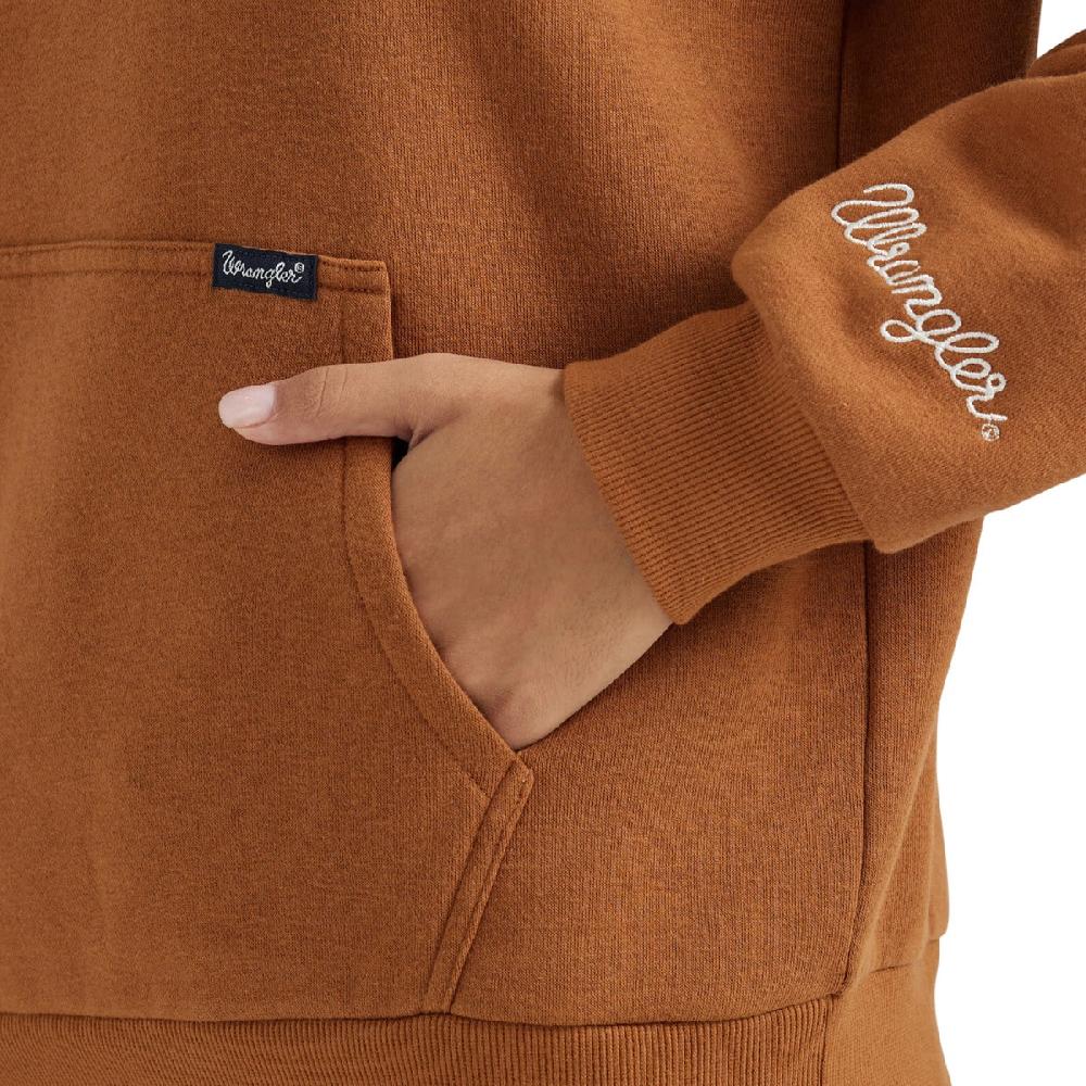 Wrangler Brown Western Stitch Yoke Women's Quarter Zip Sweatshirt 112356689