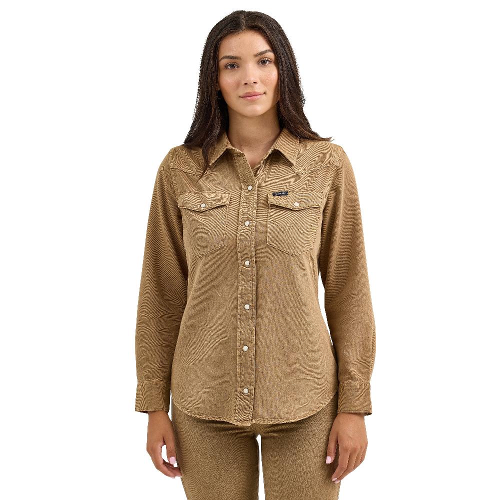 Wrangler Brown Women's Colorwash Slim Western Snap Shirt 112368183