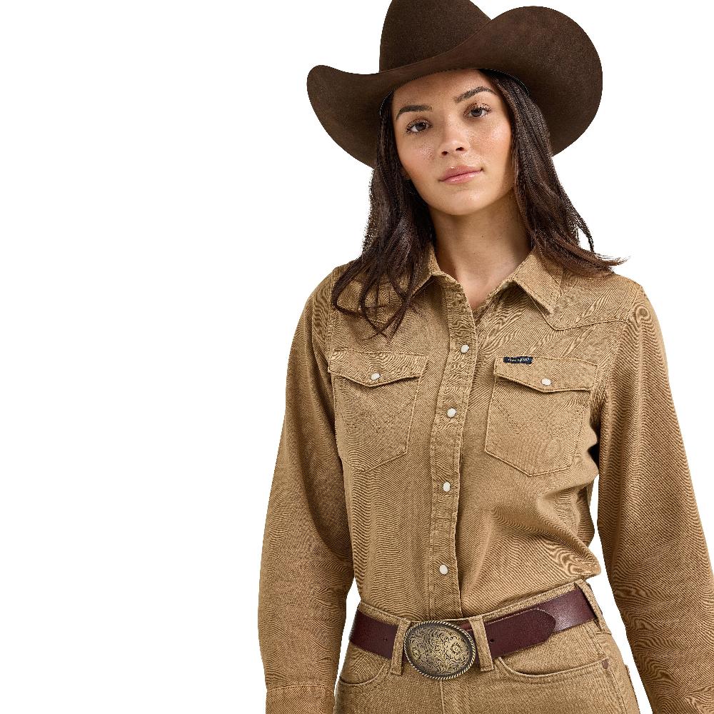 Wrangler Brown Women's Colorwash Slim Western Snap Shirt 112368183