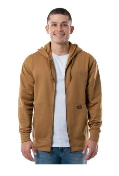 Wrangler Brown Workwear Performance Men's Relaxed Fit Zip Up Hoodie 39910001882-BRN