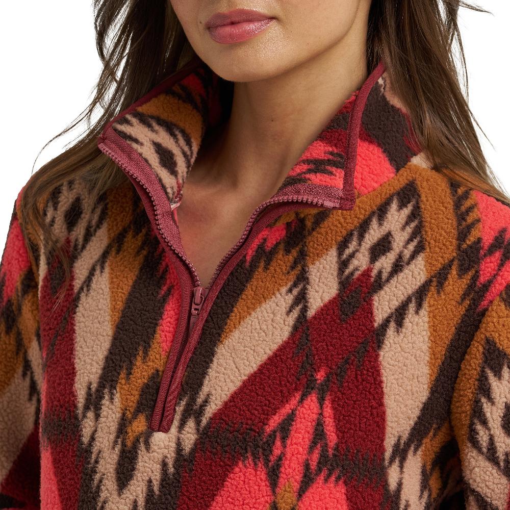 Wrangler Burgundy Flame Retro Quarter-Zip Sherpa Women's Pullover 112371633