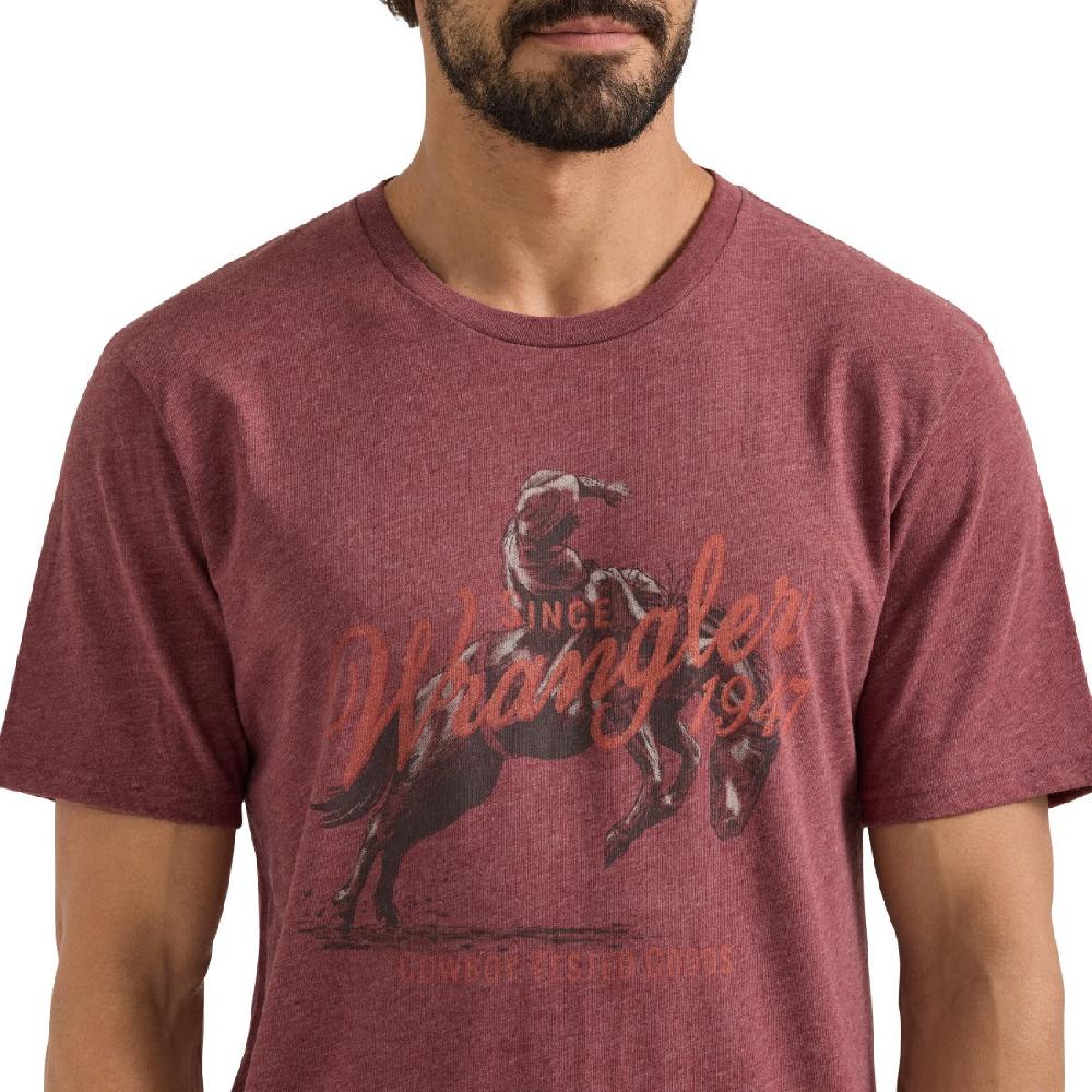 Wrangler Burgundy Heather Bucking Horse Graphic Men's T-Shirt 112350041