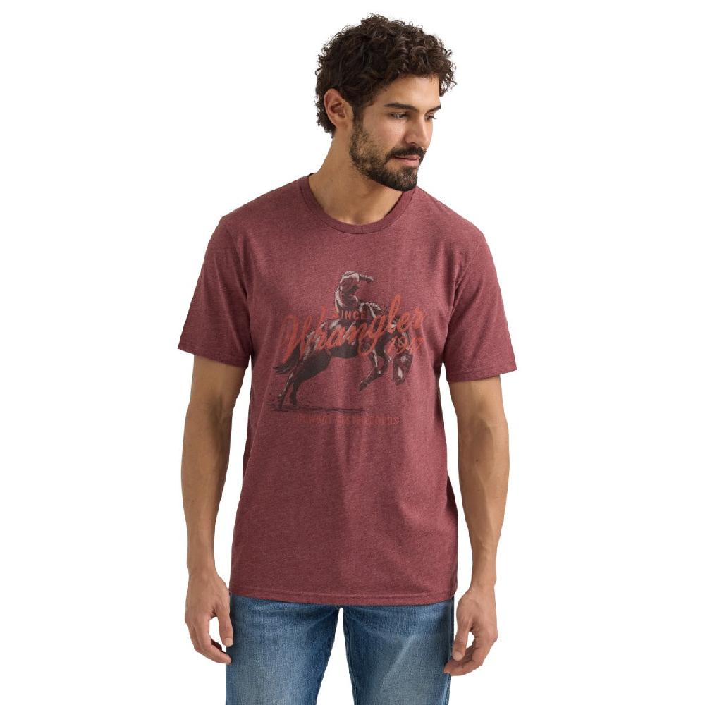Wrangler Burgundy Heather Bucking Horse Graphic Men's T-Shirt 112350041