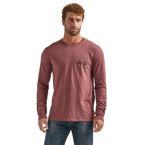 Wrangler Burgundy Heather Coyote Back Graphic Men's Longsleeve T-Shirt 112339599