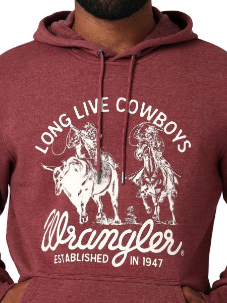 Wrangler Burgundy Heather Long Live Cowboys Hoodie 112336434