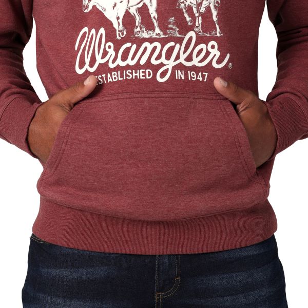 Wrangler Burgundy Heather Long Live Cowboys Hoodie 112336434