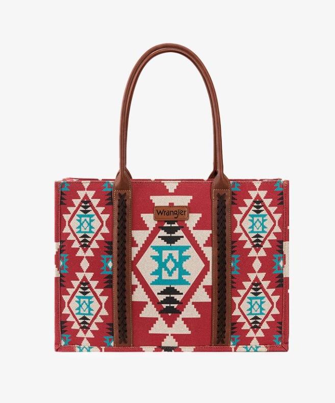 Wrangler Burgundy (Red) Aztec Print Canvas Tote Bag WG2203-8119BDY
