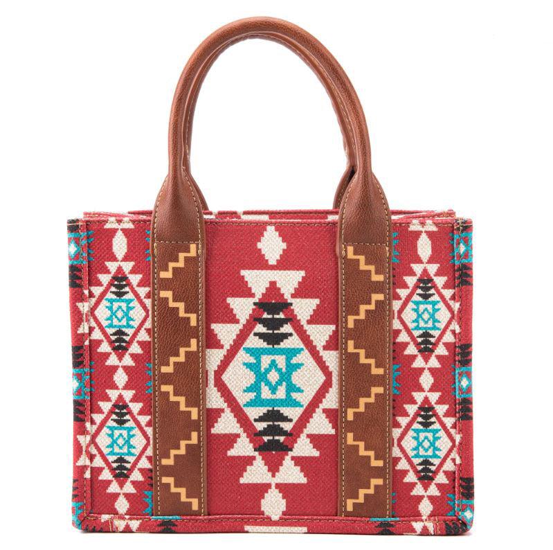 Wrangler Burgundy Southwestern Print Small Canvas Tote/Crossbody WG2203-8120SBDY