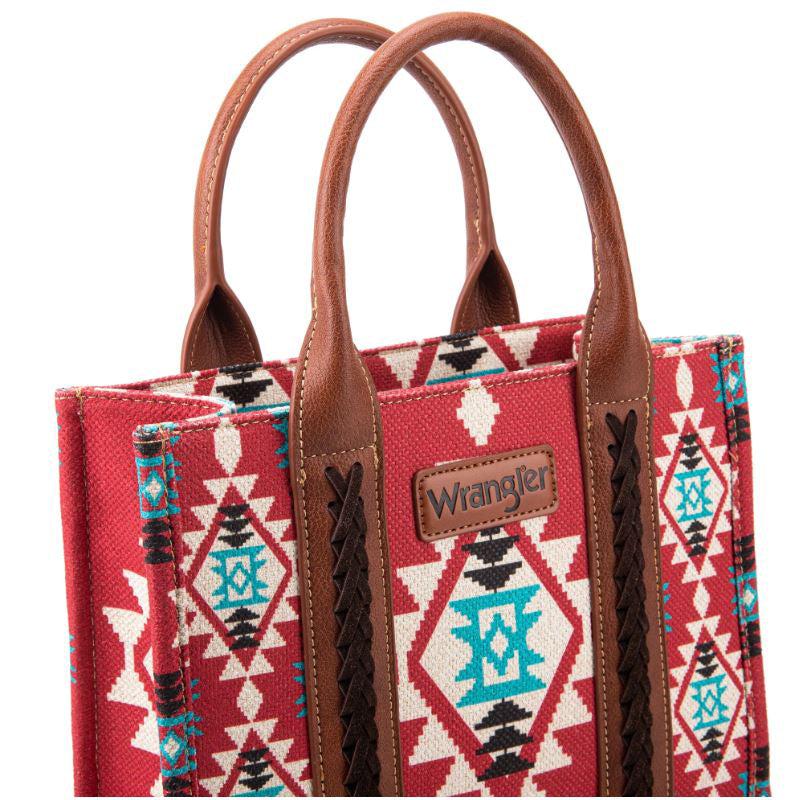 Wrangler Burgundy Southwestern Print Small Canvas Tote/Crossbody WG2203-8120SBDY