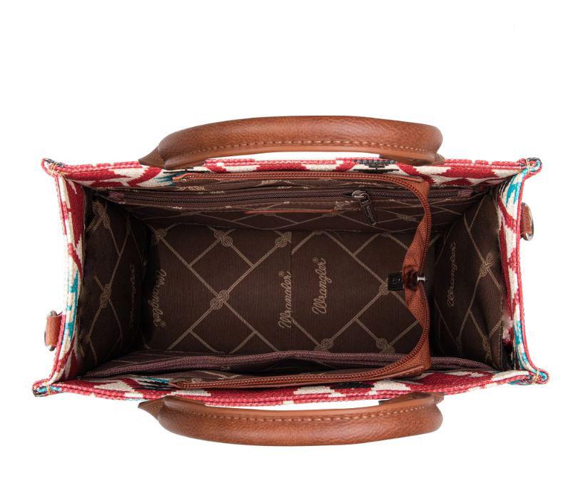 Wrangler Burgundy Southwestern Print Small Canvas Tote/Crossbody WG2203-8120SBDY