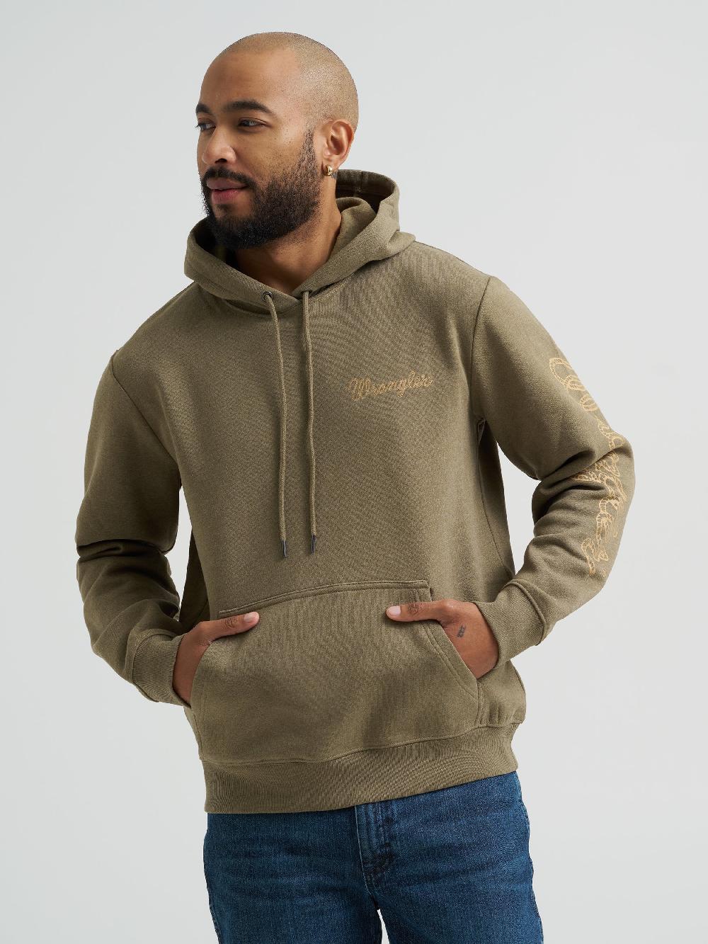 Wrangler Burnt Olive Rope Logo Men's Hoodie 112365694