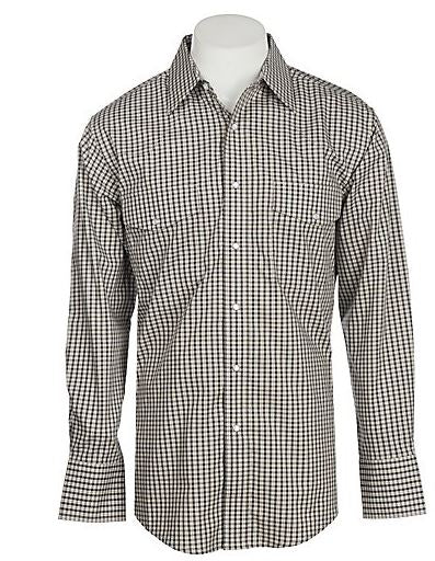 Wrangler by VF Jeanswear Black and Tan Wrinkle Resist Long Sleeve Western Snap Mens Shirt MWR269M