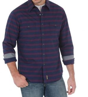 Wrangler by VF Jeanswear Navy/Red Long Sleeve Button Down Retro Mens Shirt MVR349M