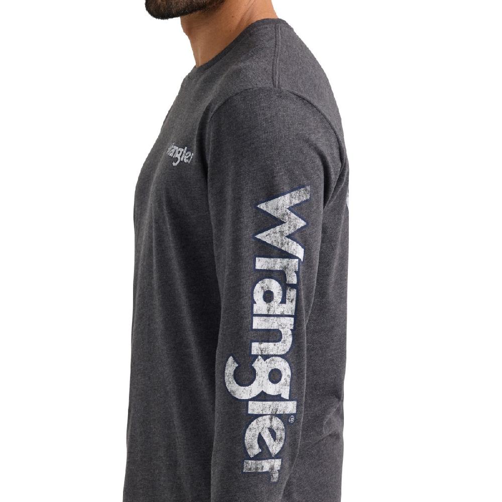 Wrangler Caviar Heather Men's Longsleeve Aztec Flag Graphic Knit T-Shirt 112358759