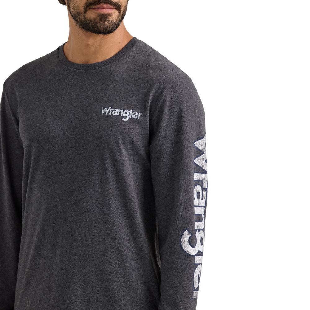 Wrangler Caviar Heather Men's Longsleeve Aztec Flag Graphic Knit T-Shirt 112358759