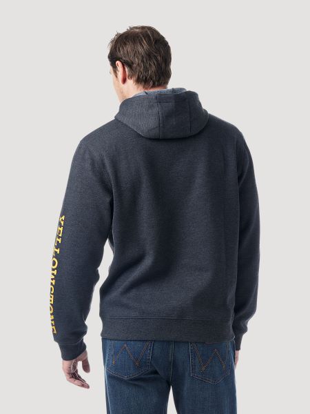 Wrangler Caviar Heather Mens Yellowstone Logo Hoodie 112326345