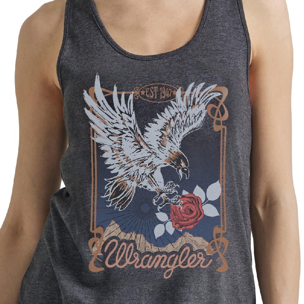 Wrangler Caviar Heather Swooping Eagle Women's Racerback Tank Top 112347609