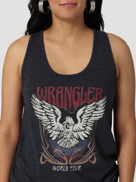 Wrangler Caviar Heather World Tour Racerback Women's Tank Top 112328912