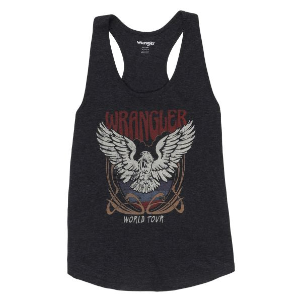 Wrangler Caviar Heather World Tour Racerback Women's Tank Top 112328912