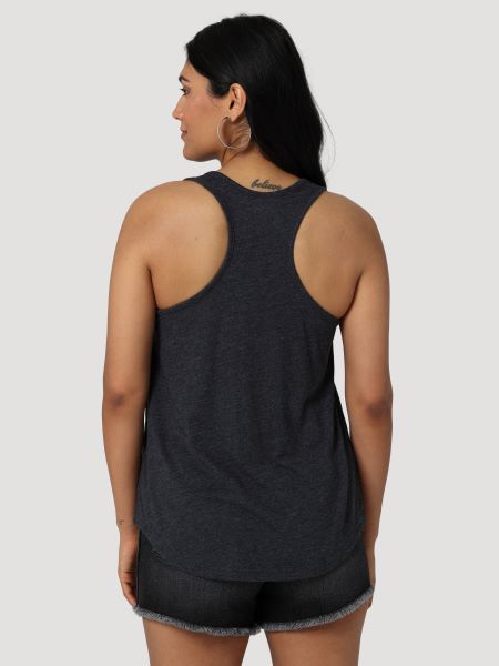 Wrangler Caviar Heather World Tour Racerback Women's Tank Top 112328912
