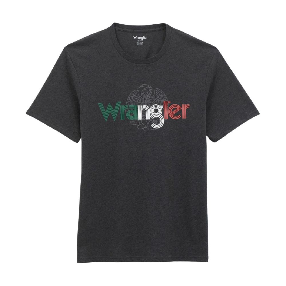 Wrangler Caviar Heatther HD Ink Wrangler Logo Men's Short Sleeve Graphic Knit T-Shirt 112358703