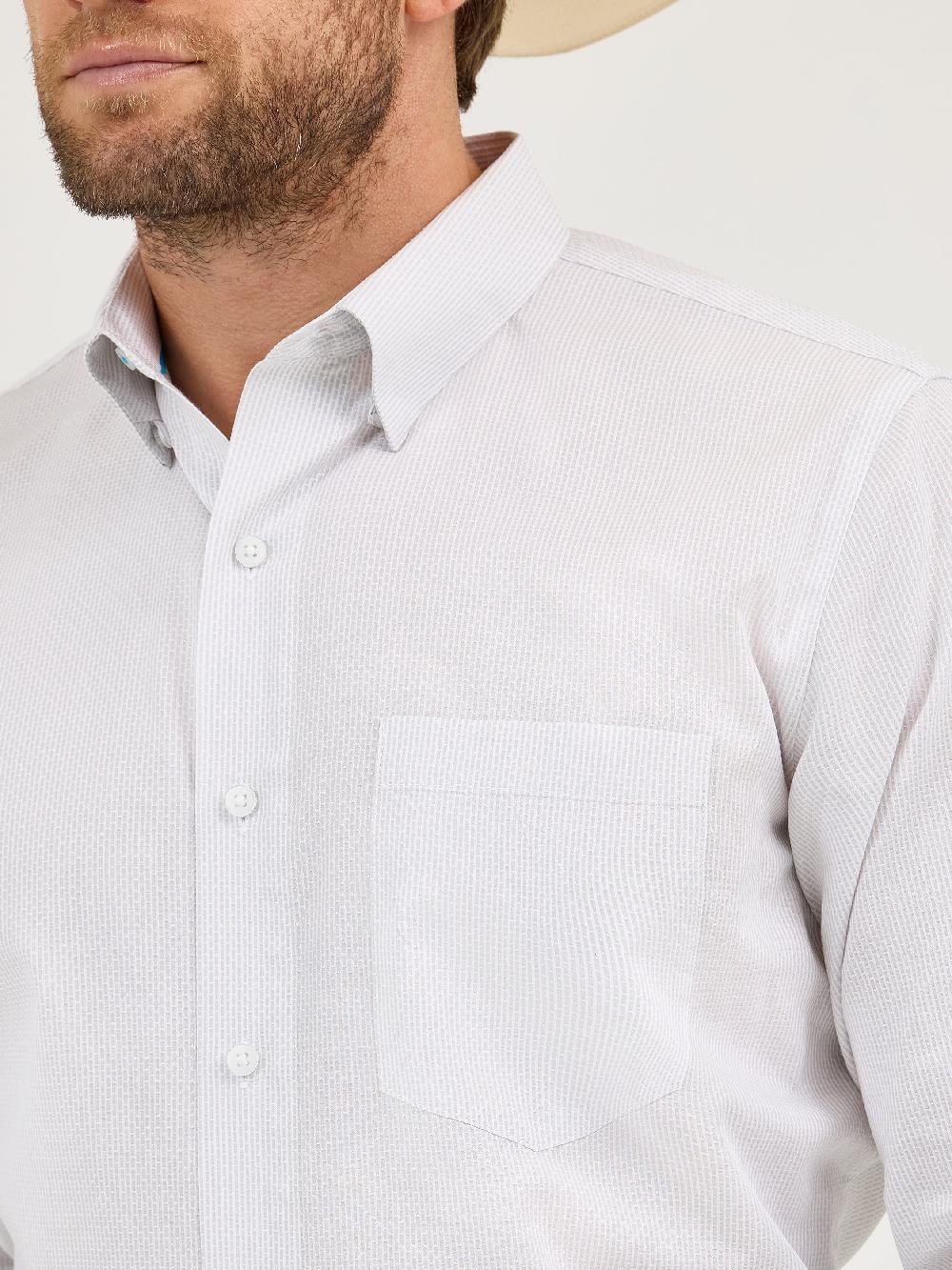 Wrangler Ceramic Print Cody Johnson Men's Collared One Pocket Button Down Long Sleeve Shirt 112365616