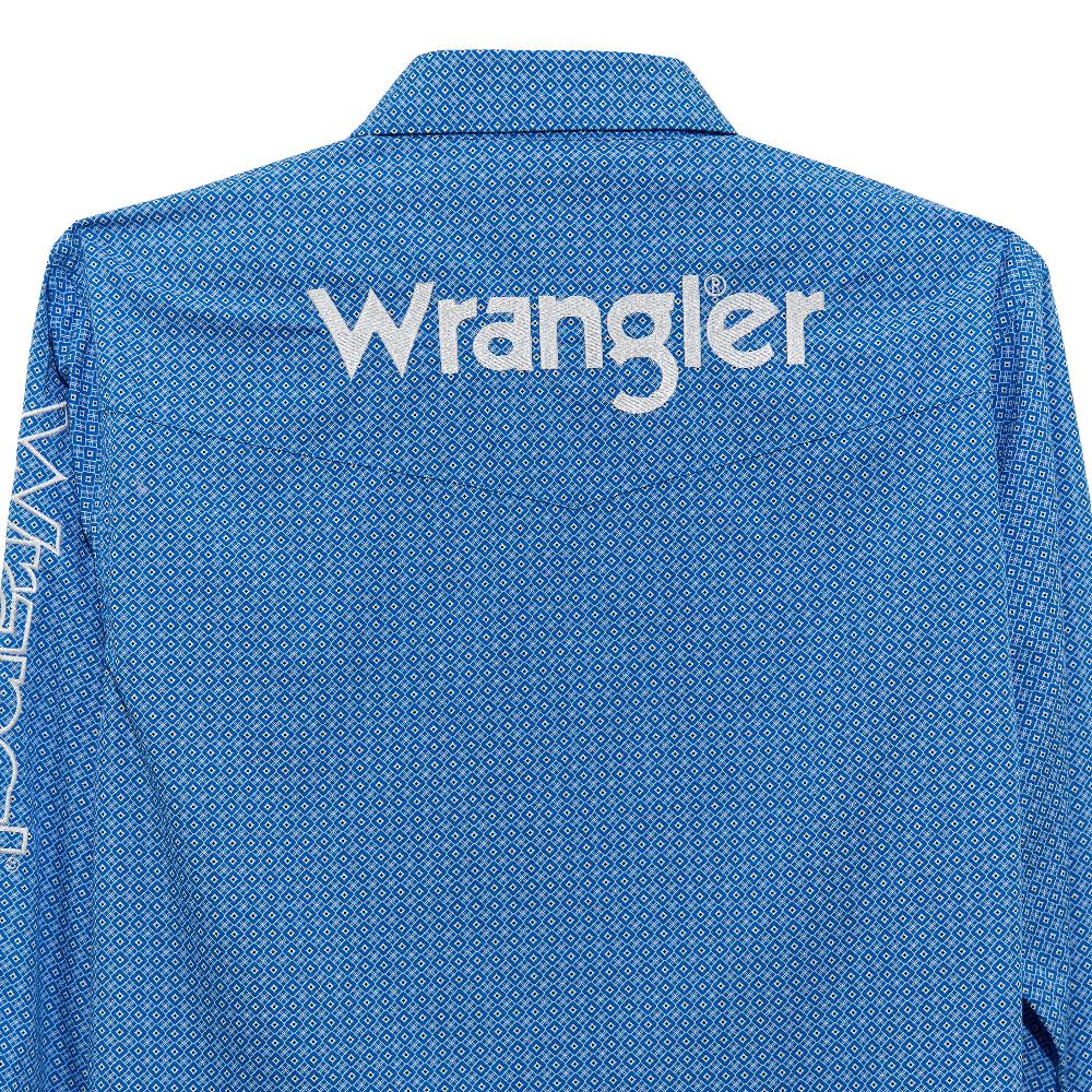 Wrangler Cerulean Men's Logo Collared Longsleeve Western Snap Shirt 112365839