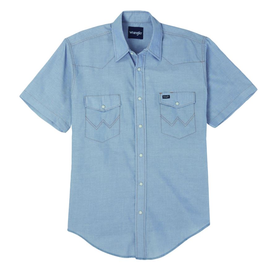 Wrangler Chambray Men's Collared Classic Fit Work Shirt with Snaps 112370331