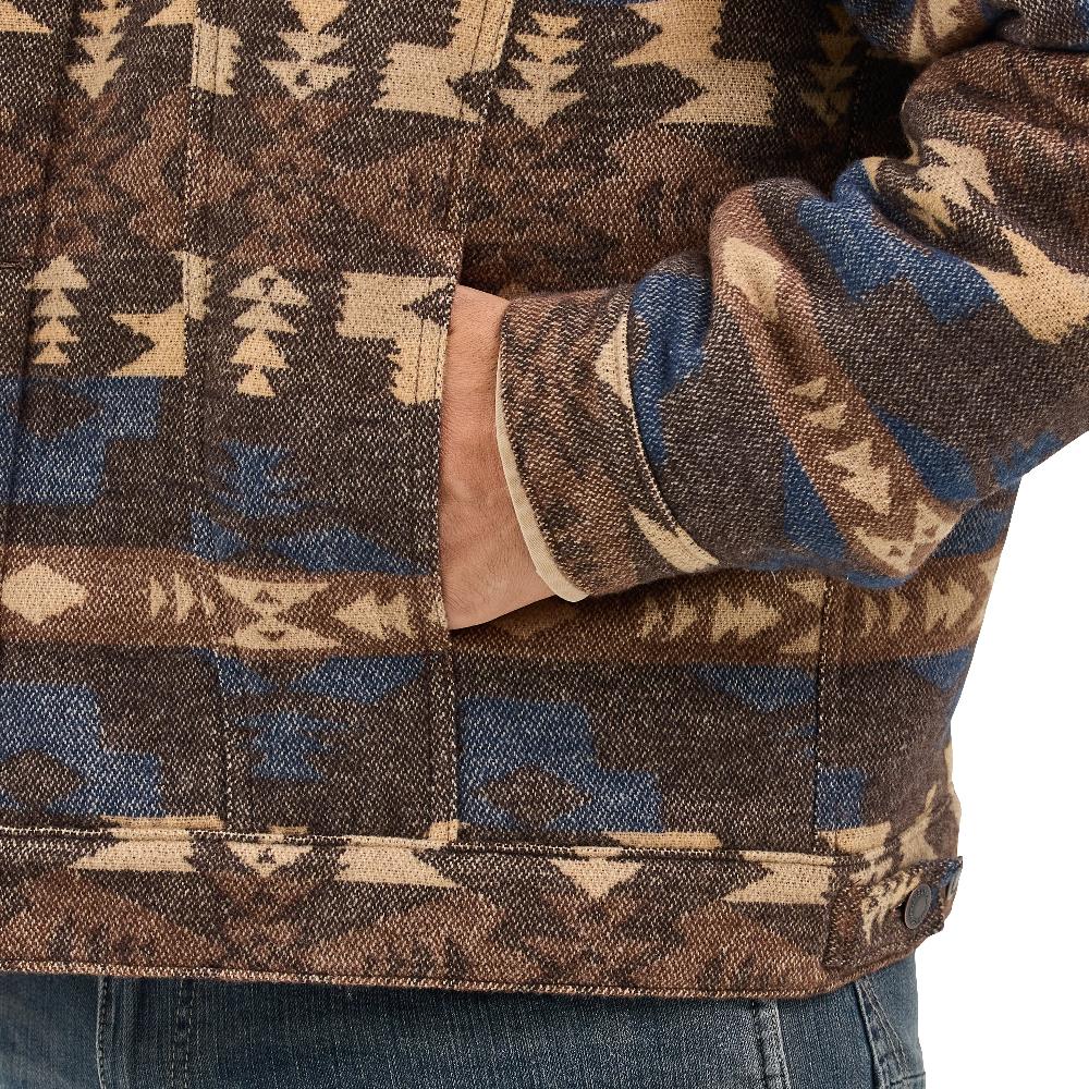 Wrangler Chocolate Torte Sherpa Lined Jacquard Print Men's Jacket 112368213