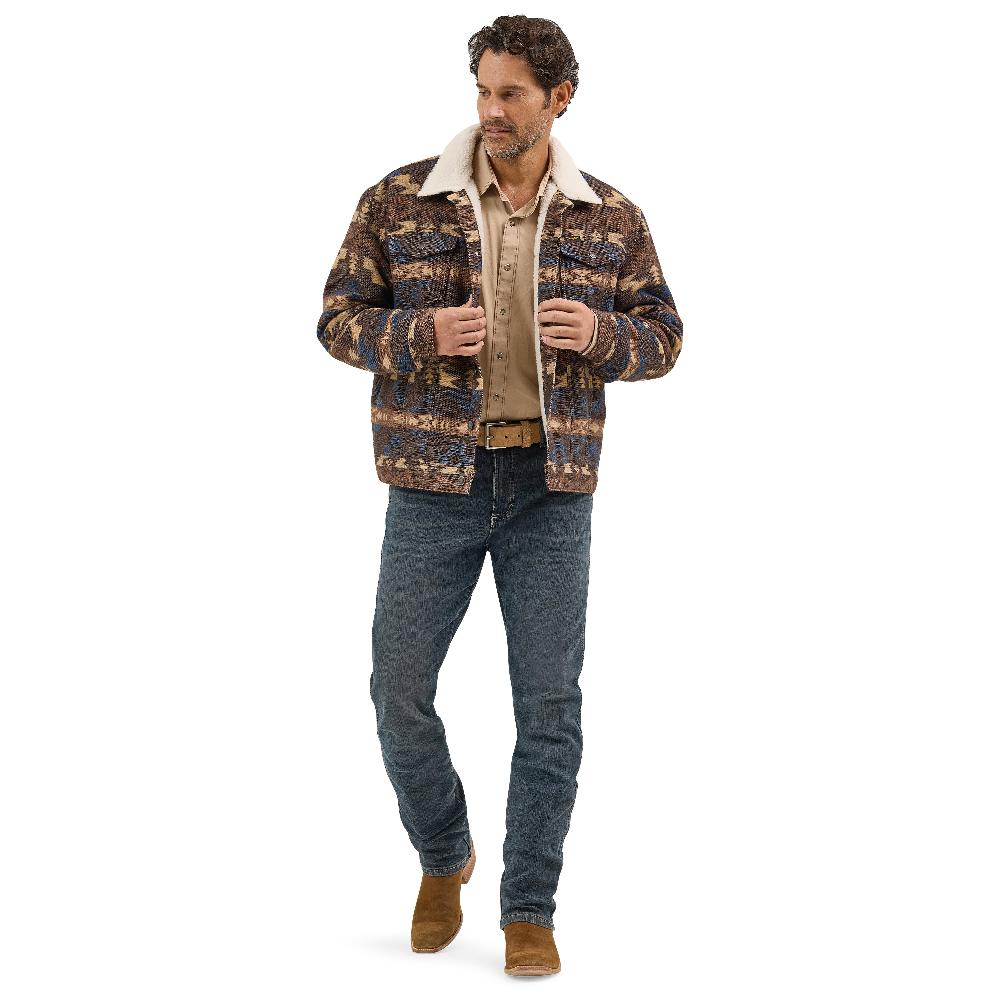 Wrangler Chocolate Torte Sherpa Lined Jacquard Print Men's Jacket 112368213