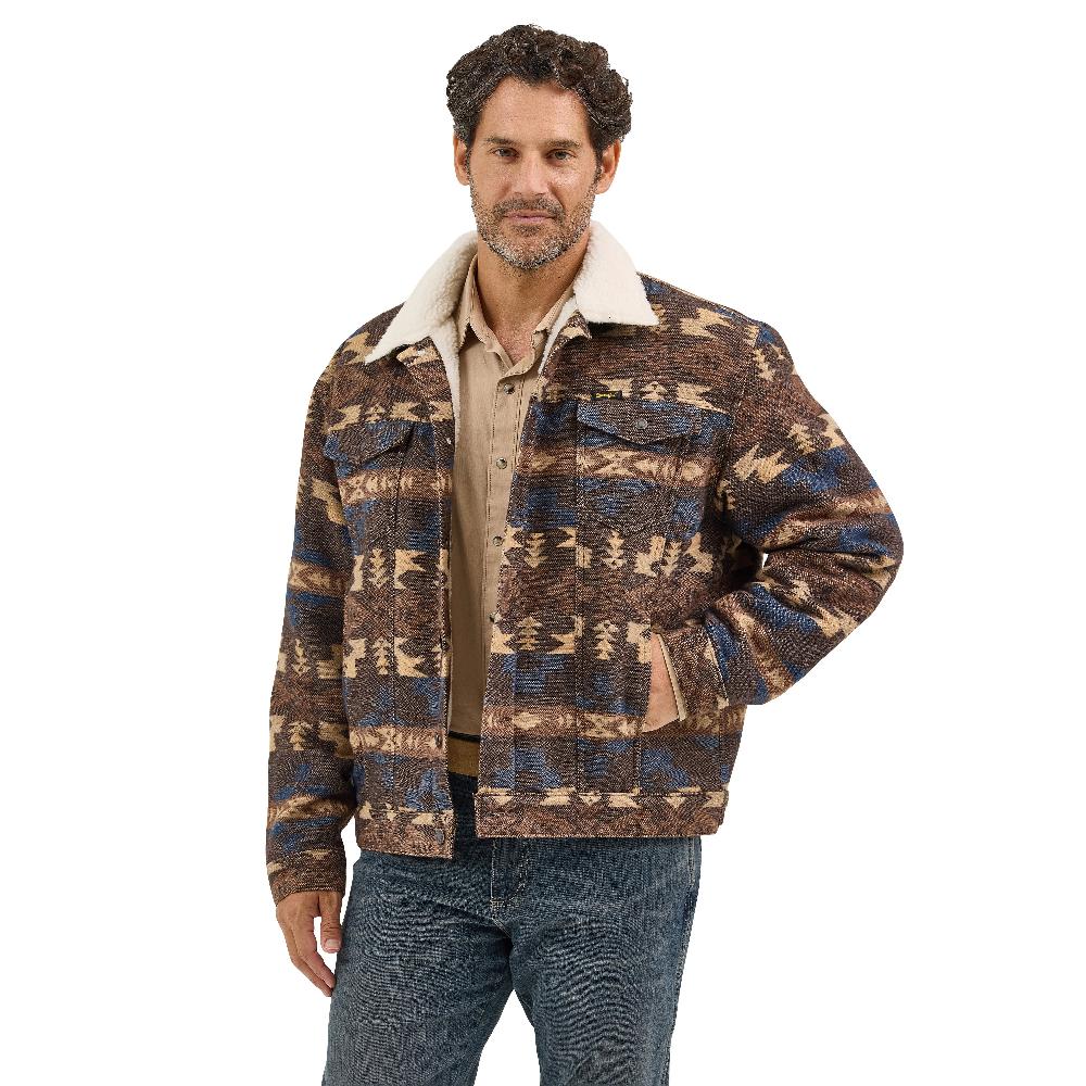 Wrangler Chocolate Torte Sherpa Lined Jacquard Print Men's Jacket 112368213