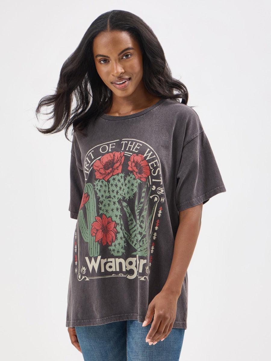 Wrangler Chocolate Torte Western Cactus Graphic Women's Oversized Tee Shirt 112354382
