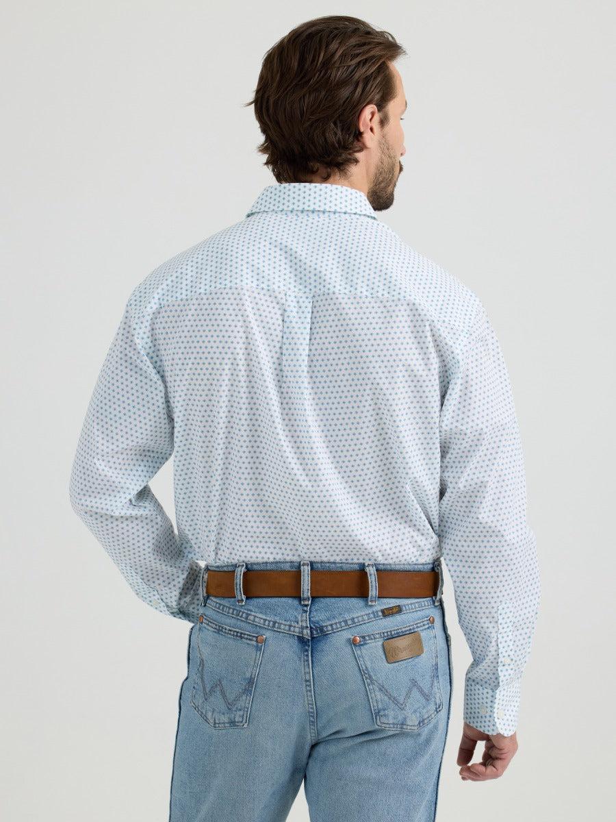 Wrangler Classics Blue With Print Men's Collared Long Sleeve Button Down Shirt 112344264