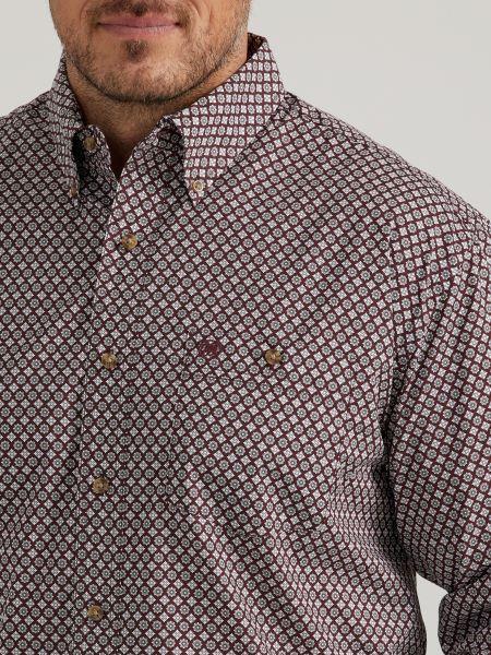 Wrangler Classics Flower And Diamond Print Men's Longsleeve Button Down Shirt 112337434