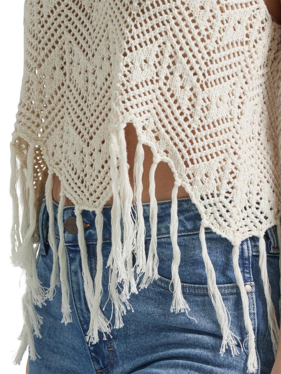 Wrangler Cream Crochet Fringe Women's Vest 112347181