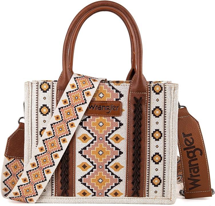 Wrangler Cream Southwestern Print Small Canvas Tote/Crossbody WG2202-8120SCF